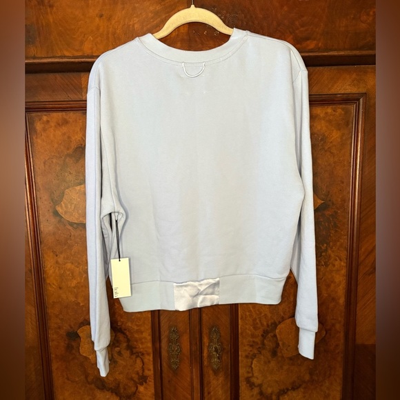 NWT Fiorla- Light Blue Crewneck Sweatshirt with Silk Details. Size S - Picture 2 of 6
